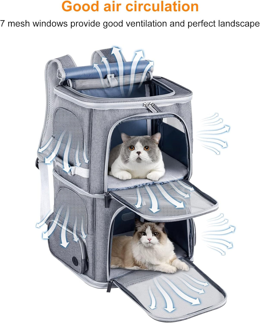 Double Cat Carrier for 2 Cats,Dog Backpack Carrier for Medium Dogs,Double Compartment Pet Carrier Backpack for Dual Pets,For Outdoor Traveling Stroll and Picnic