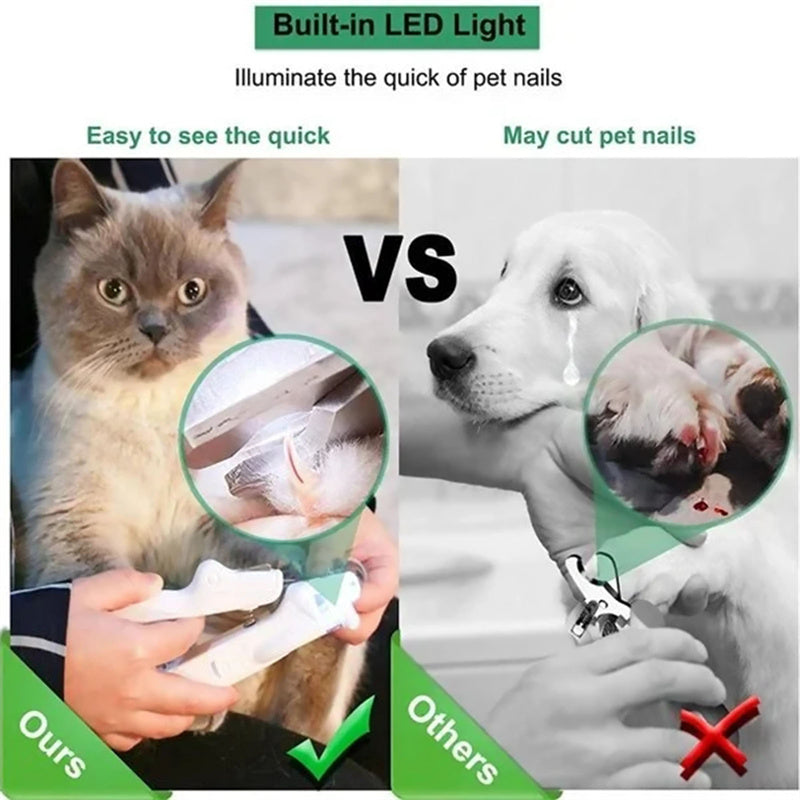 Pet Nail Clippers with LED Light Dogs Cat Nail Scissors Professional Trimmer Tool Care Grooming Supplies
