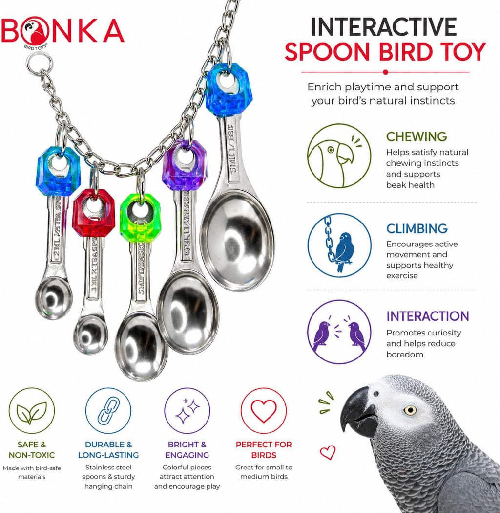 1969 Spoon Delight Bird Toy Parrot Cage Toys Cages African Grey Amazon Conure
